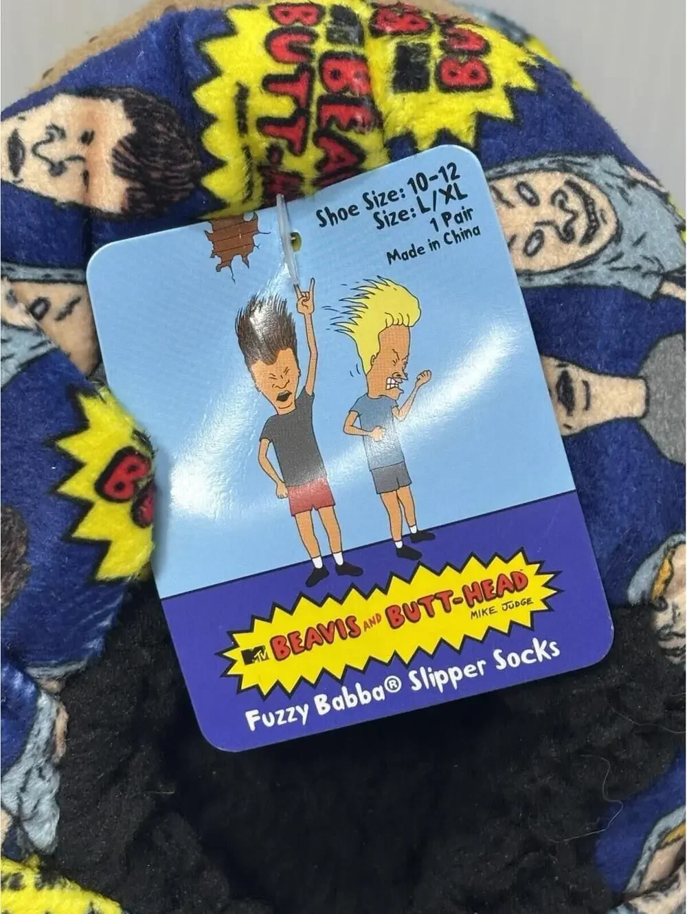 Beavis and Butthead Fuzzy Babba Slipper Socks Pair Size 10/12 -L /XL Men MTV NEW